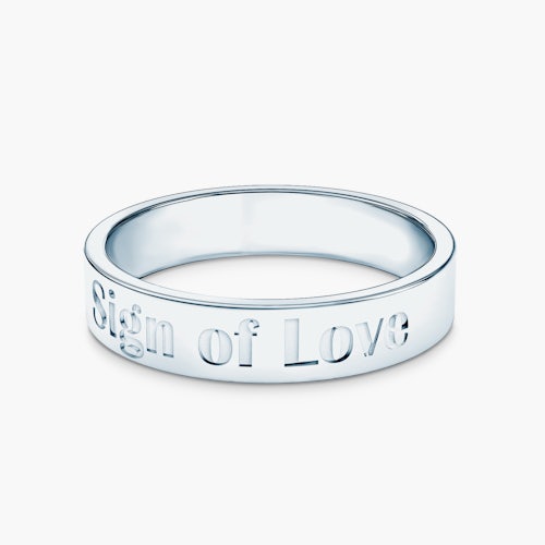 Obrączka partnerska Sign of Love®: białe złoto, płaska, 4mm